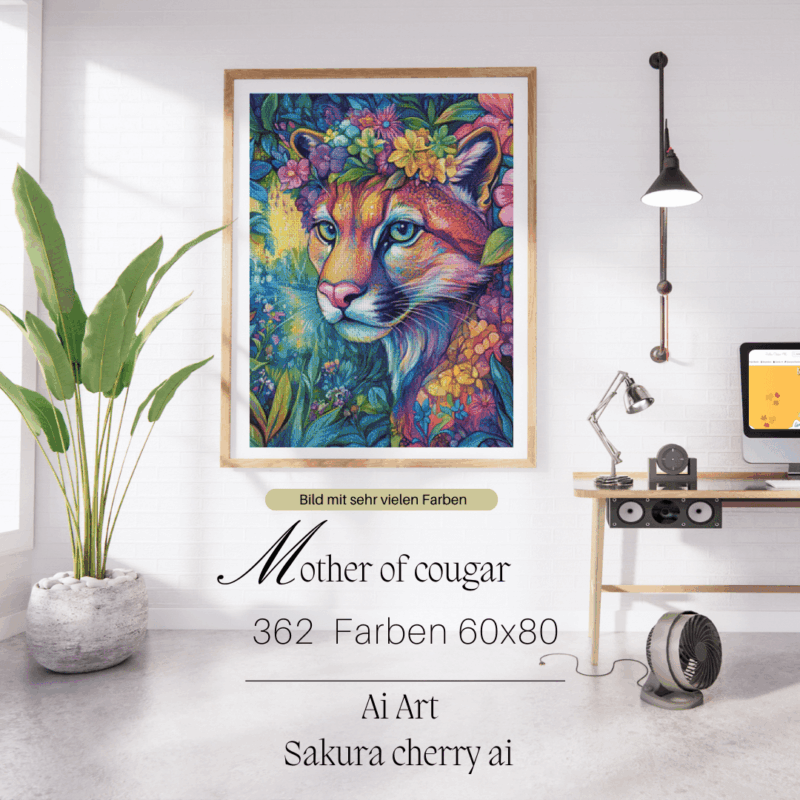 Mother of Cougar by Sakura.Cherry ai 60x80 362 Farben | Ai Art