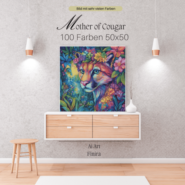 Mother of cougar by Sakura Cherry ai 50x50 100 Farben