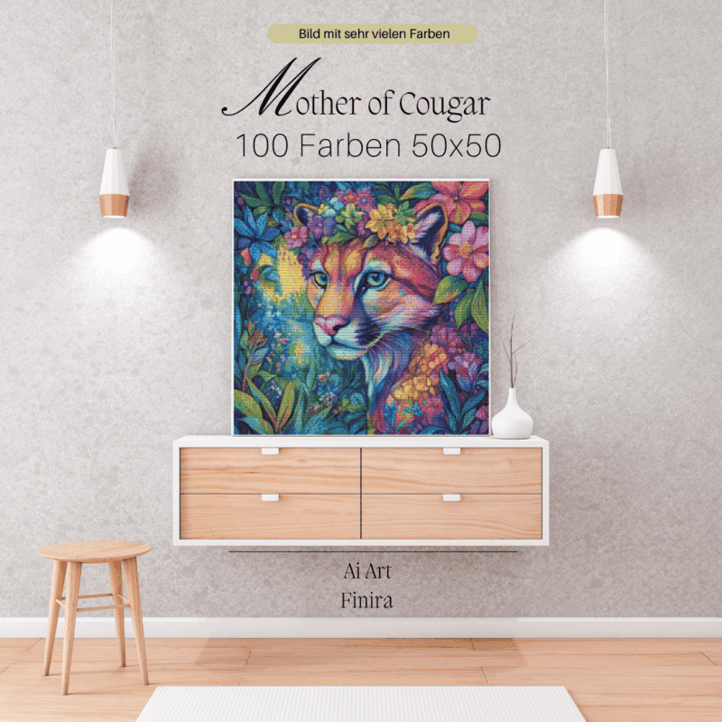 Mother of cougar by Sakura Cherry ai 50x50 100 Farben