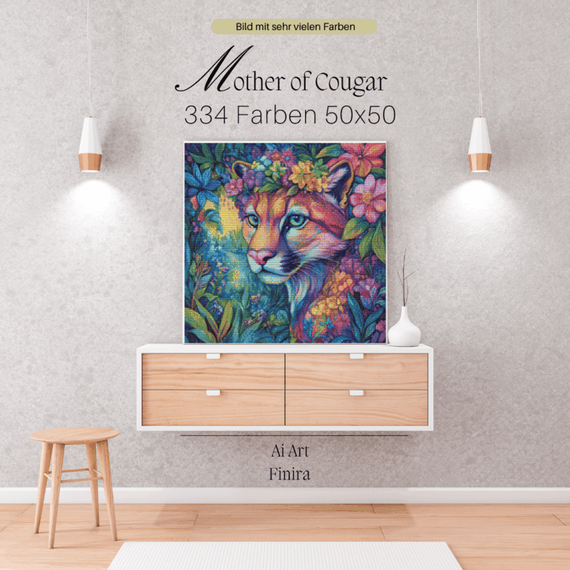 Mother of cougar by Sakura Cherry ai 50x50 334 Farben