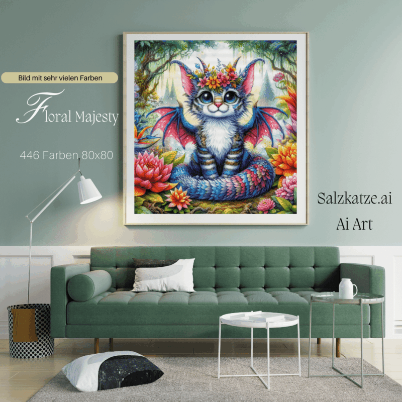 Floral Majesty by Salzkatze.ai 80x80 446 Farben | Ai Art