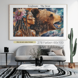Soulmate The Bear by Salzkatze.ai 60x100 278 Farben | Ai Art