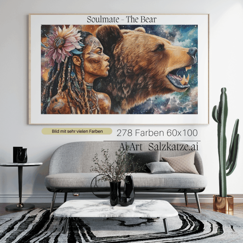 Soulmate The Bear by Salzkatze.ai 60x100 278 Farben | Ai Art