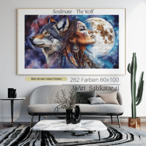 Soulmate The Wolf by Salzkatze.ai 60x100 262 Farben | Ai Art