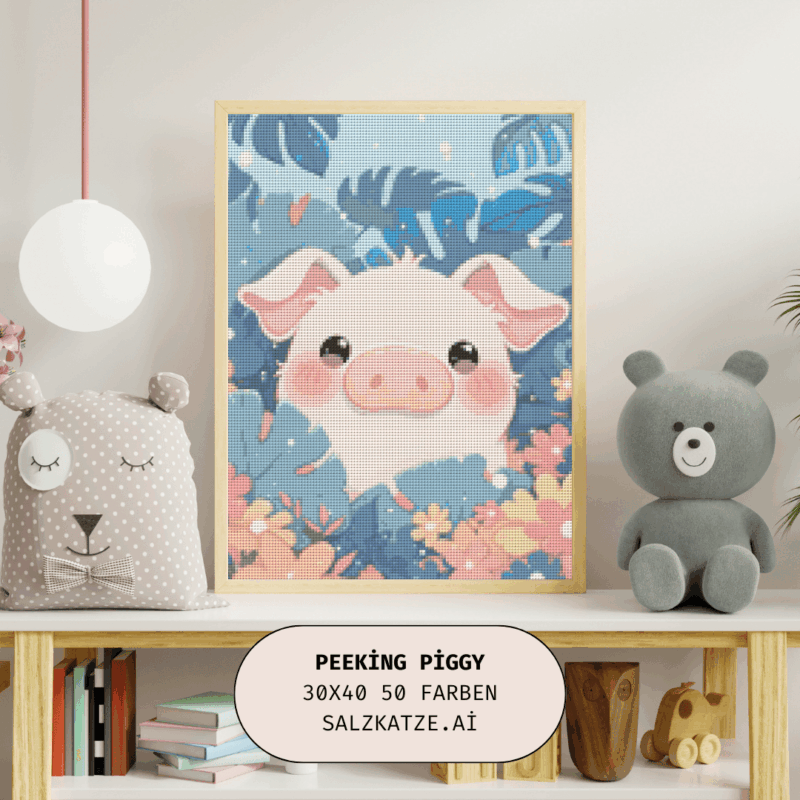Peeking Piggy by Salzkatze.ai 30x40 50 Farben | Ai Art