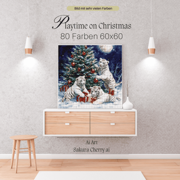 Playtime on Christmas by Sakura.Cherry ai 70x70 80 Farben | Ai Art