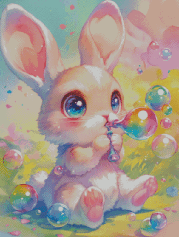 Bunny Bubble Bliss by Shalajarias 50x70 56 Farben