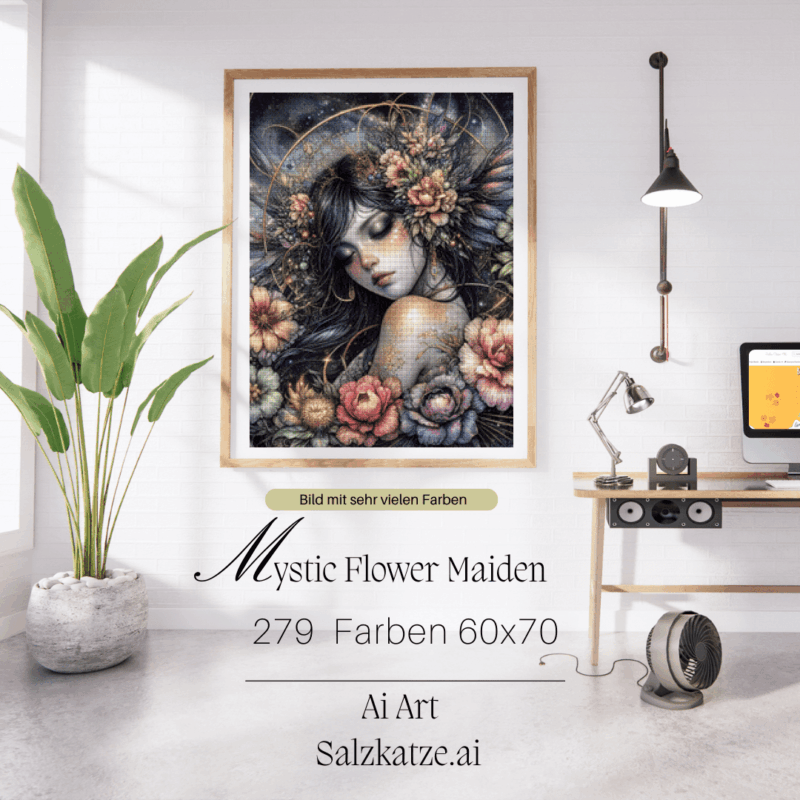 Mystic Flower Maiden by Salzkatze.ai 60x70 279 Farben | Ai Art