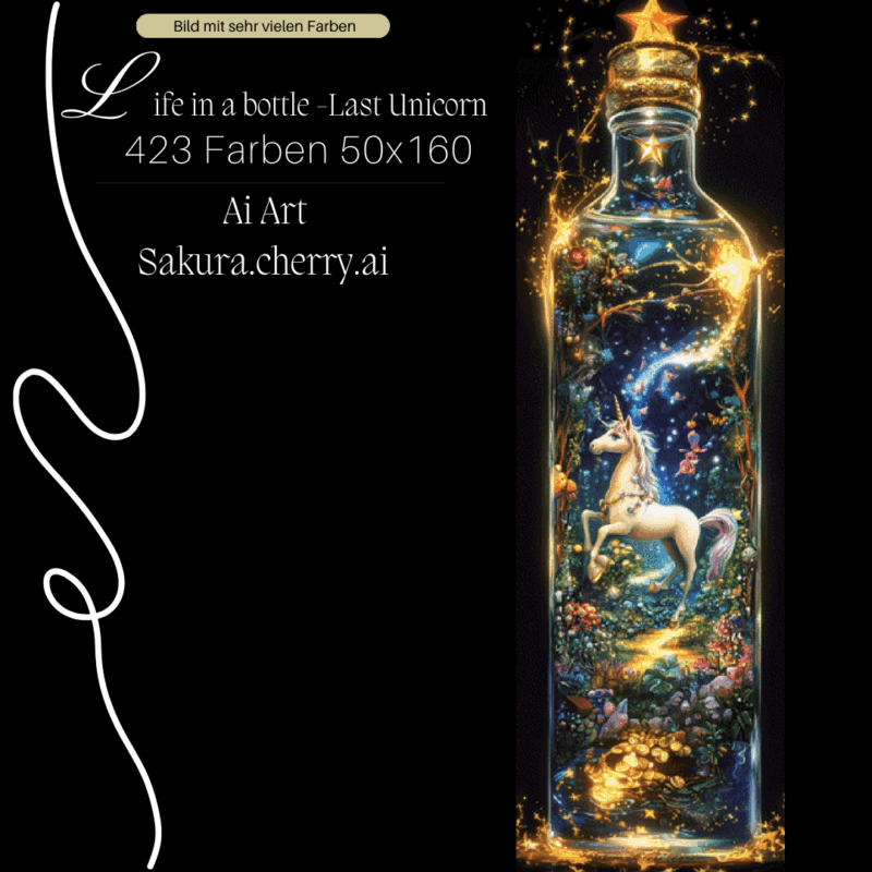 Life in a Bottle - Last Unicorn by Sakura.Cherry ai 50×160 423 Farben | Ai Art