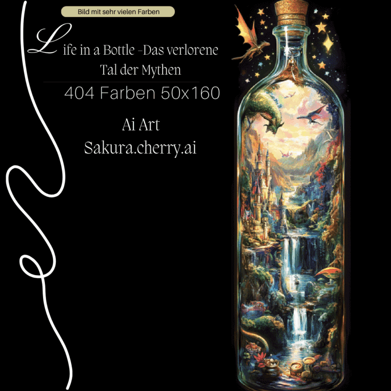 Life in a Bottle -Das verlorene Tal der Mythen by Sakura.Cherry ai 50×160 404 Farben | Ai Art