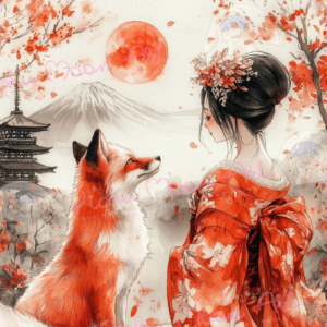 Kitsune Blessing by Salzkatze.ai 60x70 90 Farben | Ai Art