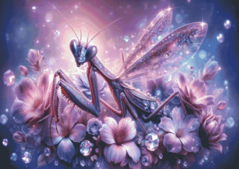 Crystalwing Mantis by Lexxy ai 50×70 56 Farben
