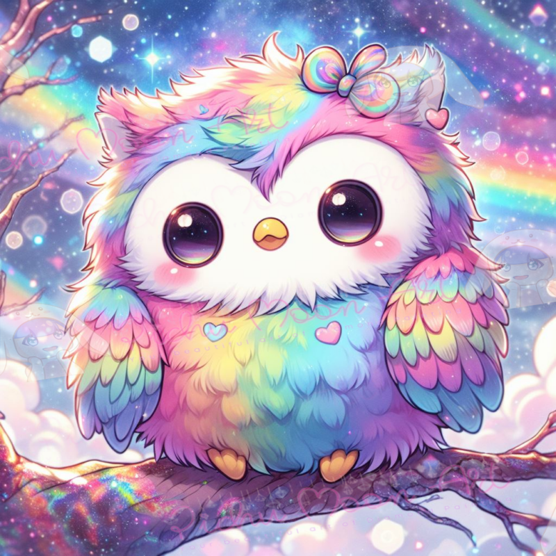 Owly McFluff by Salzkatze.ai 50x50 80 Farben | Ai Art