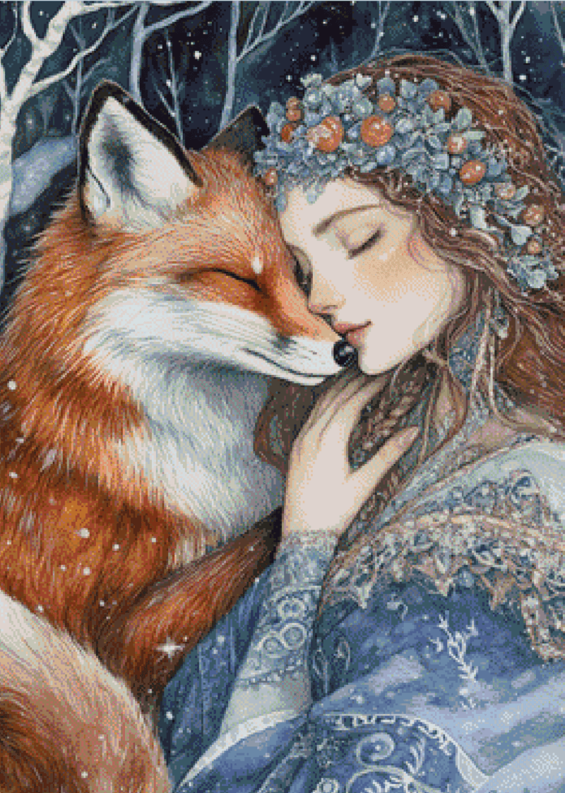 Kreuzstich PDF Winter Embrace with Fox