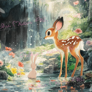 Whispers of the Waterfall by Sakura cherry ai 50x50 80 Farben | Ai Art