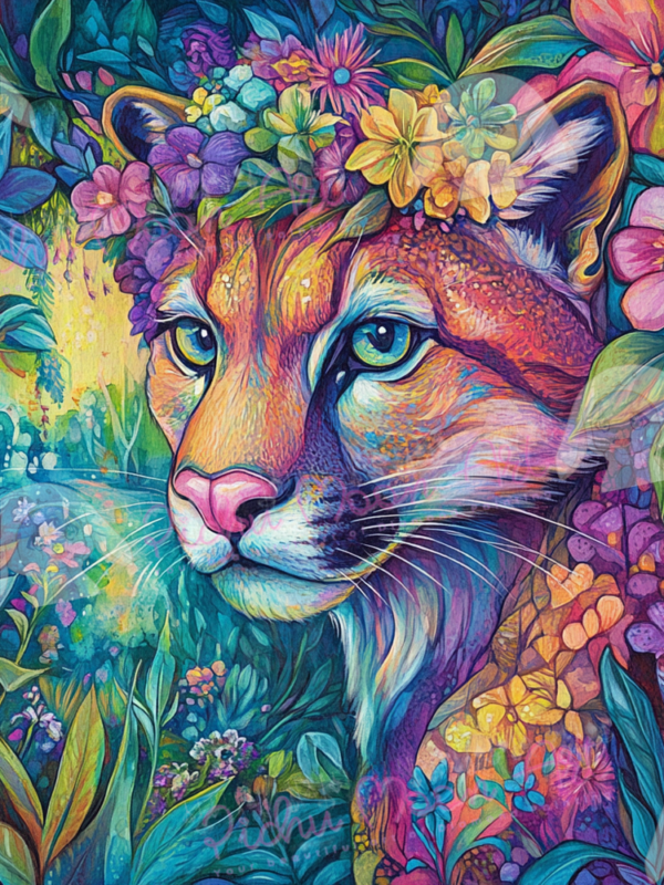 Mother of Cougar by Sakura.Cherry ai 60x80 362 Farben LAGER