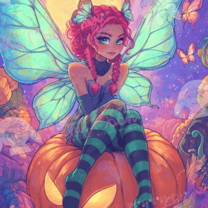 Moonlit Fairy on Pumpkin
