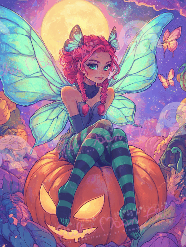 Moonlit Fairy on Pumpkin