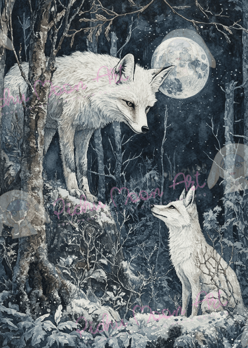 Foxes Beneath the Moon