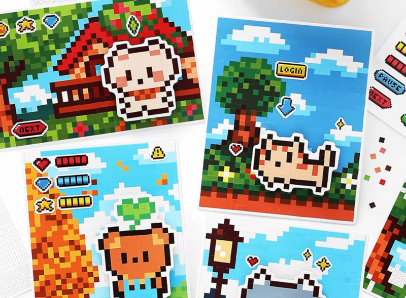 Pixel Tier Party - Stickern nach Zahlen