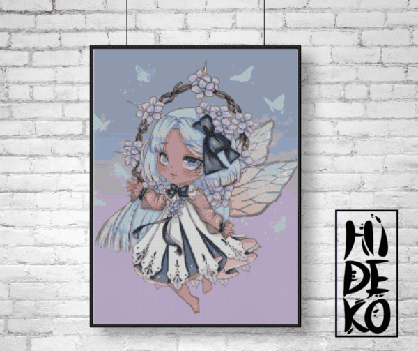 Hidekos Artwork, Schmetterlingsfee Chibi Haru 50×70 eckige Steine