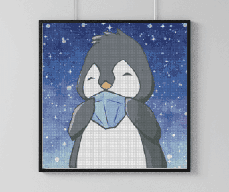 PichuMoonArt, Pingu 50x50 eckige Steine