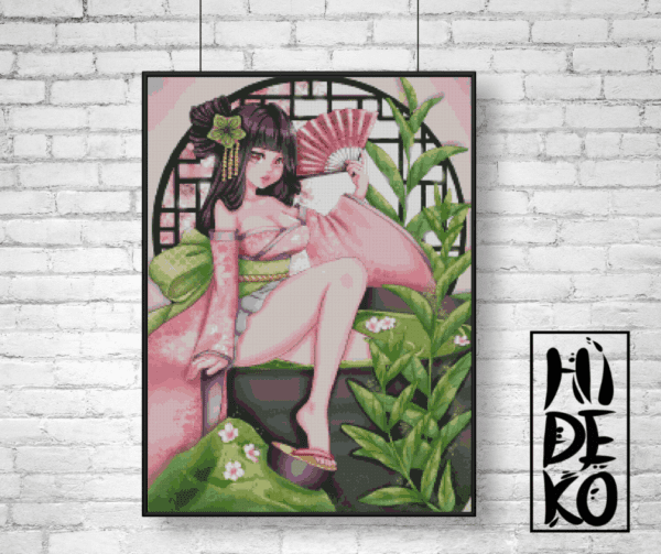 Hidekos Artwork,Sakura Matcha Tee Beautie 50×70 eckige Steine