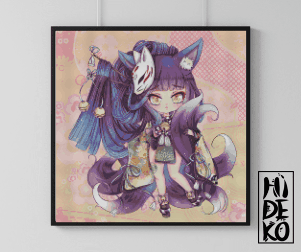 HidekosArtwork, Chibi Kitsune Kyoko 50×50 Eckige Steine