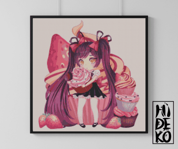 Hidekos Artwork, Cupcake Chibi Nanashi 50×50 Eckige Steine