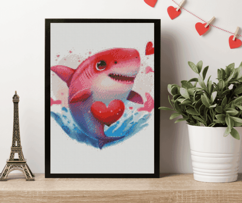 Hai mit Herz 30x40 Eckige Steine