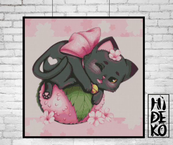 Hidekos Artwork,grumpy Sakura Neko 50×50 Eckige Steine
