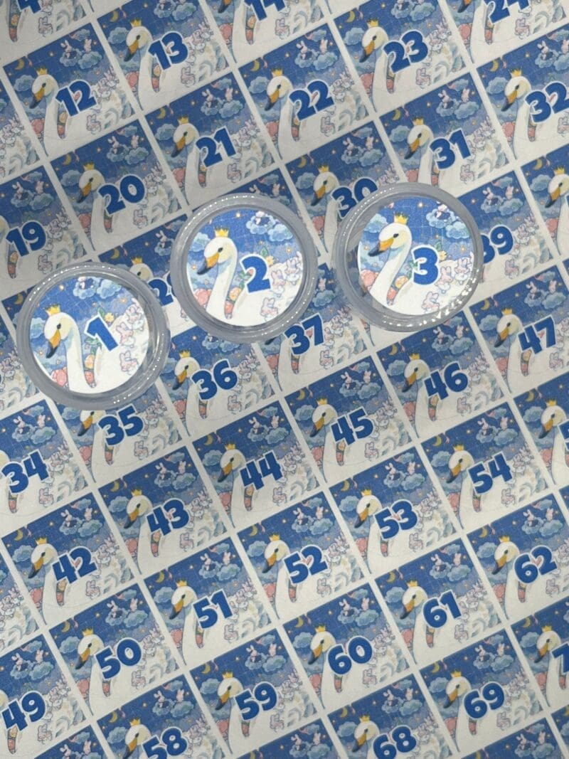 Ø20mm Runde Dosen Sticker Bogen Zahlen 1-94 Schwan
