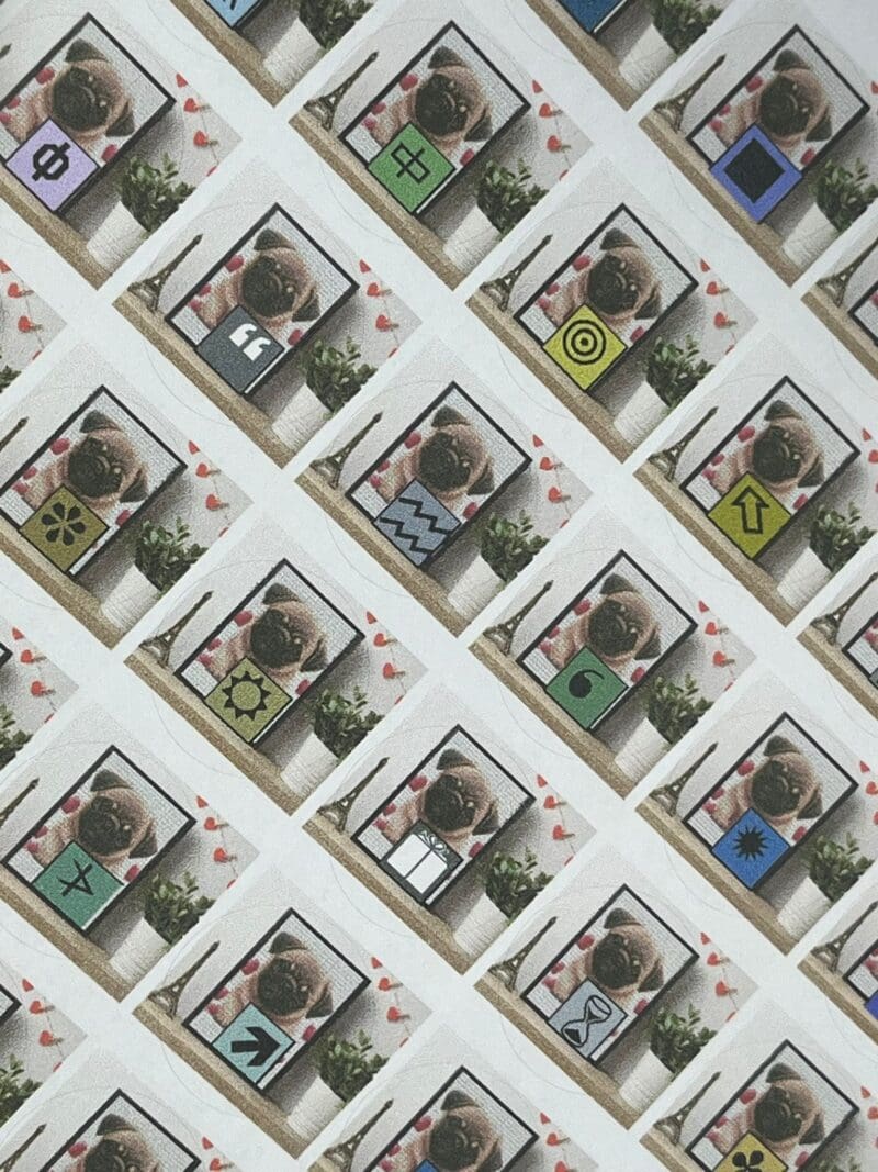 Ø20mm Runde Dosen Sticker Bogen Symbole - Mops