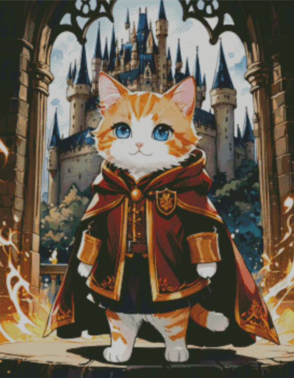 Sakura.ai Harry Cat - Rotes Haus 50×65 | Ai Art