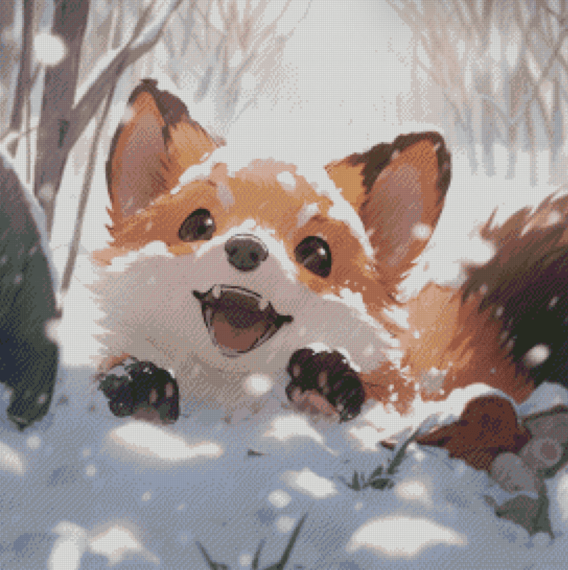 Sakura.ai Foxi im Schnee 50x50 56 Farben | Ai Art