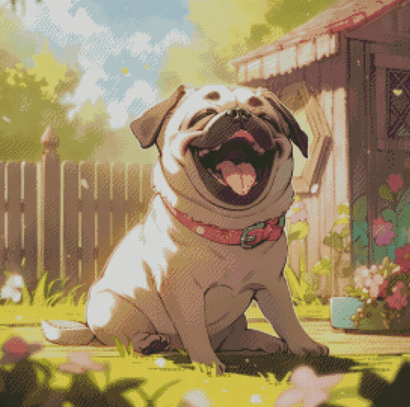 Sakura.ai Happy Mops Welpi 50x50 56 Farben | Ai Art