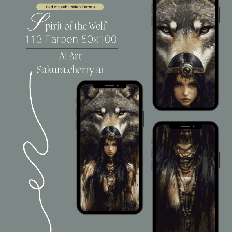 Spirit of the Wolf by Sakura.Cherry ai 50x100 130 Farben | Ai Art