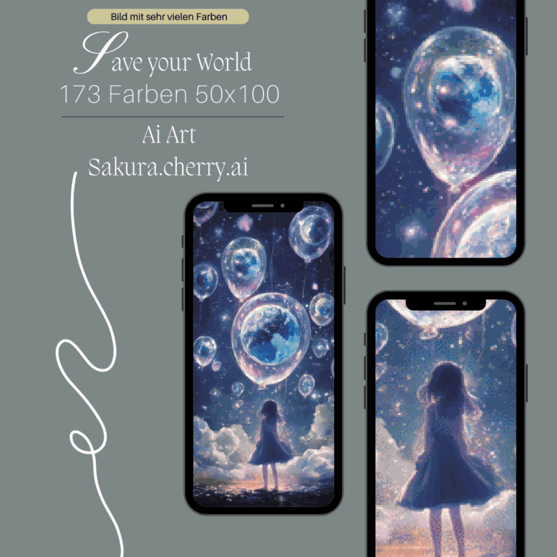 Save your World by Sakura.Cherry ai 50x100 173 Farben | Ai Art