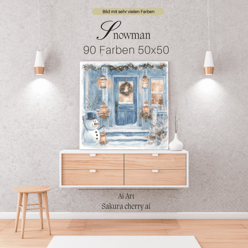 Snowman by Sakura.Cherry ai 50x50 90 Farben | Ai Art