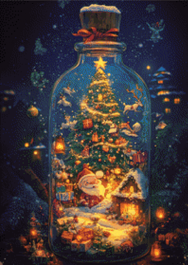 Cute small life in a bottle - Christmas by Sakura Cherry ai 50x70 100 Farben - Image 4