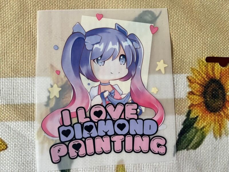 Bügelbild ' I love Diamond Painting ' mit Pichu Maskottchen (Pichu System)