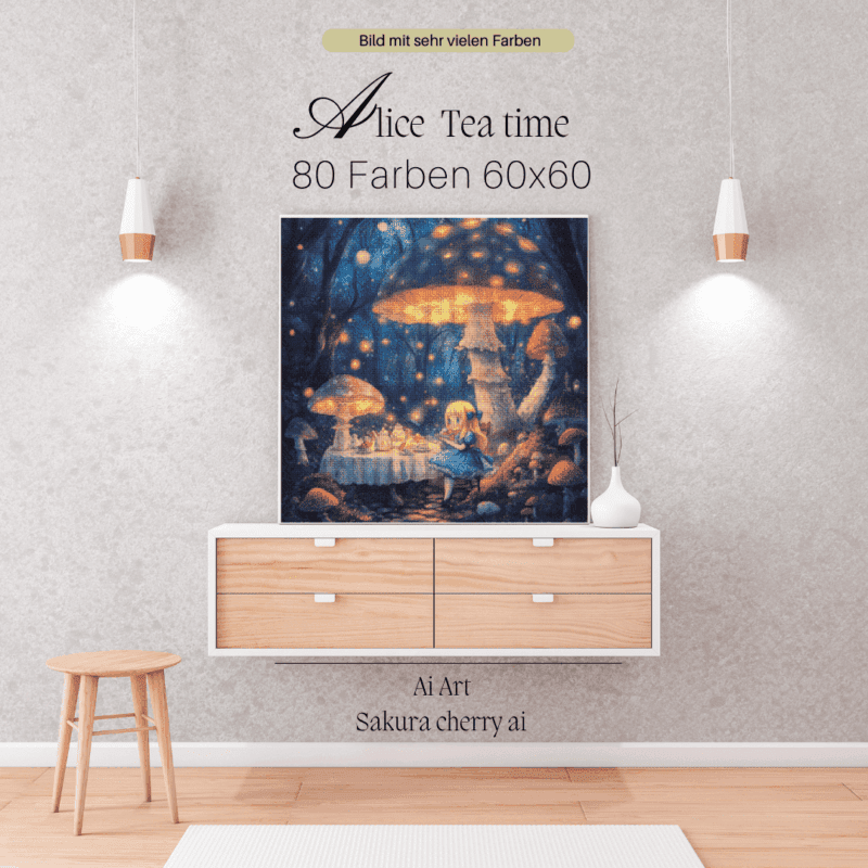 Alice tea time by Sakura Cherry ai 60x60 80 Farben | Ai Art