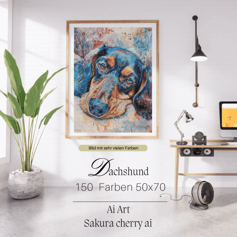 Dachshund by Sakura Cherry ai 50x70 150 Farben | Ai Art