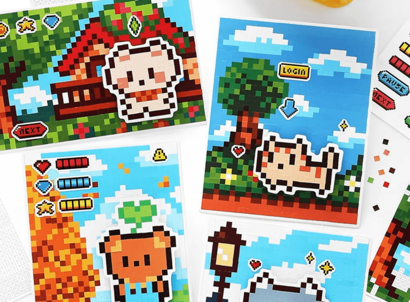 Pixel Tier Party - Stickern nach Zahlen